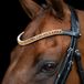 Imperial Riding Hoofdband IRH Grande, leren hoofdband met glazen strass-steentjes en stiftsluiting, brons, pony