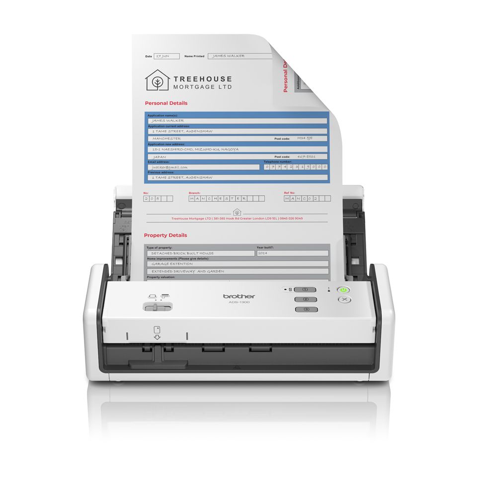 Brother ADS-1300 ADF Scanner - 1200 x 1200 DPI - A4 - White