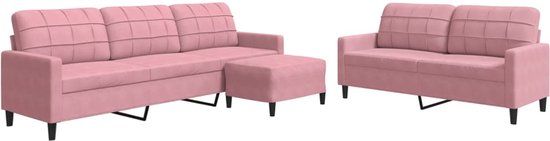 vidaXL 3-delige Loungeset met kussens fluweel roze