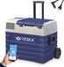 Réfrigérateur-congélateur électrique avec commande par application, port USB, poignée télescopique, roues, 12/24V, 230V - 52 litres - bleu