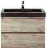 BES LED Maxx XL Badmeubelset 80 cm - Craft Oak - Wastafel Lucca 1 Kraangat