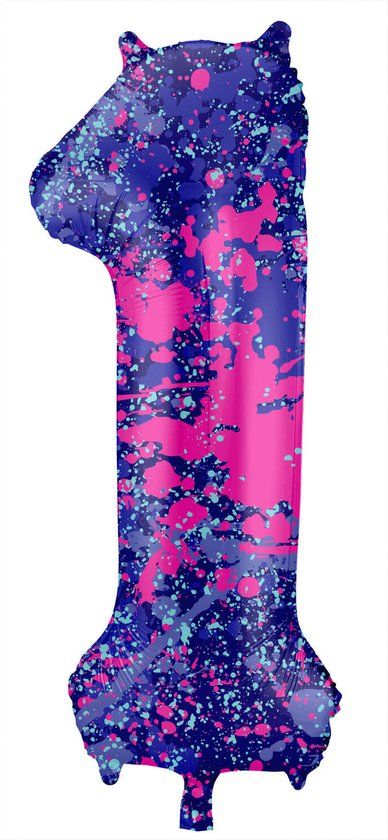 Folat Folieballon Cijfer 1 Paint Splash - 86 cm