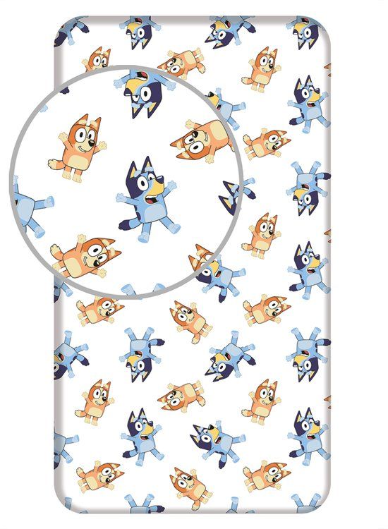 Bluey Hoeslaken Happy - 90 x 200 cm - Katoen