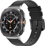Bandz Leren hybrid bandje - geschikt voor Samsung Galaxy Watch Ultra 2 (2026) / Ultra (2024/2025) - hoogwaardig bandje gemaakt van leer en siliconen met gesp (zwart)