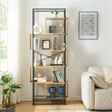 en.casa Boekenkast Rennebu open kast 194x80x33 cm zwart en eikenkleurig