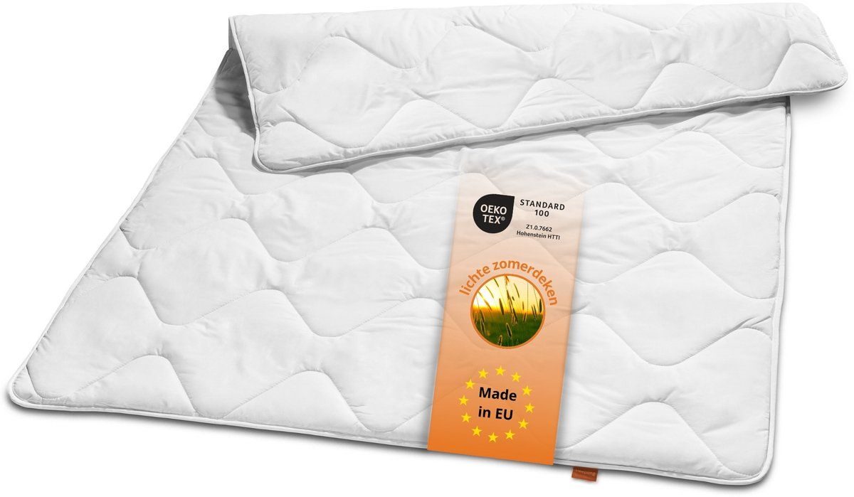 sleepling ultralichte zomerdekbed - dekbed 135x200 cm - allergievriendelijke microvezelhoes - als zomerdeken, dun dekbed, lichte deken voor zomer - Made in EU - 135 x 200 cm - wit