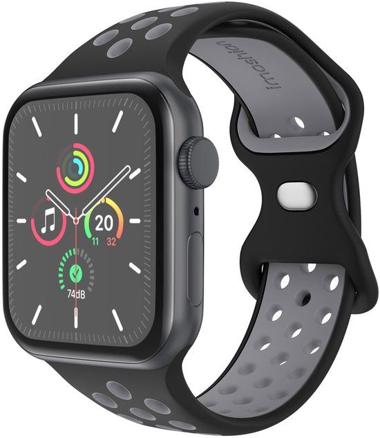 imoshion Siliconen Sport⁺ bandje - Geschikt voor Apple Watch 1, 2, 3, 4, 5, 6, 7, 8, 9, 10, 11, SE, Ultra (2 / 3) - 44/45/46/49 mm - Zwart