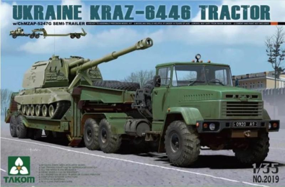 TAKOM TAK2019 - 1/35 KraZ 6446 truck met trailer