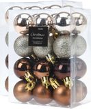 Christmas Decoration 48x stuks mini kerstballen mix herfstkleuren glans/mat/glitter kunststof diameter 3 cm - Kerstboom versiering