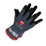 TOX Montagehandschoenen Flex Fit, nylon fijn gebreid met micro-nitrilschuim coating op handpalm en vingertoppen, grijs/zwart, slijtvast en veelzijdig inzetbaar, 5 paar, maat 9