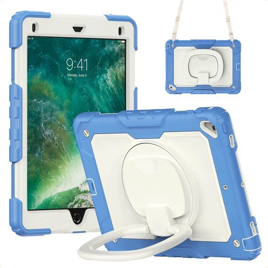 imoshion Tablet Hoes - Geschikt voor Apple iPad Air 2 (2014) / Air 1 (2013) / 6e generatie (2018) 9.7 inch / 5e generatie (2017) 9.7 inch - Backcover Kids - Blauw