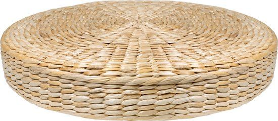 QUVIO Round Woven Linen Cushion - 40cm - Light Brown