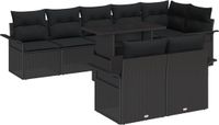 vidaXL - Tuinbank - Set - 9 - st - Zwart - Polyrotan