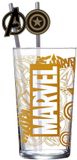 Stor Marvel Glass Tumbler met Straws Logo & Avengers 485 ml