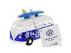 BRISA VW Collection - Volkswagen T1 Bulli bus kerstversiering en decoratie van glas in geschenkdoos (schaal 1:40, blauw met surfplank)
