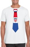 Bellatio Decorations Shoppartners Bv Wit t-shirt met Kroatische vlag stropdas heren - Kroatie supporter S