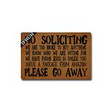 IFHUH No Soliciting Please Go Away Grappige welkomstmat voordeurmat rubber antislip achterkant grappige deurmat binnen buiten tapijt 23,6 inch (B) x 15,7 inch (L)