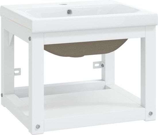 vidaXL Wastafelframe met inbouwwastafel ijzer wit
