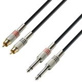 Adam Hall Cables K3TPC0300 audiokabel 2 x RCA mannelijk naar 2 x 6,3 mm Jack Mono, 3 m, zwart