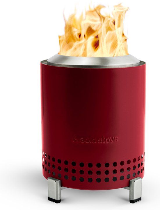 Solo Stove Mesa Vuurplaats voor op tafel met standaard | Rookarm minivuur voor in de stad en voorsteden, Werkt op pellets of hout, veilig, roestvrij staal, met reistas, 17,5 x 13 cm, 635 g, Rood