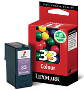 Lexmark Nr. 33 standaard kleuren inktcartridge single pack / cyaan, geel, magenta