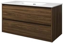 Proline Elegant badmeubelset 100x46x54cm zonder kraangat en onderkast symmetrisch porselein Cabana oak/Glans wit 1815143