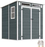 Outsunny Tuinhuis Opslag Schuur-Kunststof, Aluminium-182L x 182B x 196H cm-Grijs