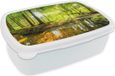 MuchoWow Broodtrommel Wit - Lunchbox - Bos - Landschap - 18x12x6 cm