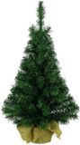 Merkloos / Sans marque Everlands Kerstboom - 2x - mini - groen - in jute zak - D41 x H75 cm - 81 tips - kunststof