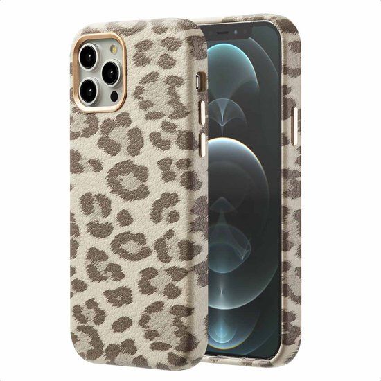 Selencia Sabi Backcover Panterprint met MagSafe voor de Apple iPhone 12 (Pro) - Soft Ivory