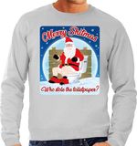 Bellatio Decorations Shoppartners Bv Foute Kersttrui - sweater - Merry Shitmas - Who stole the toiletpaper - grijs - heren - XXL