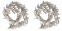 Merkloos / Sans marque Koopman International 2x Witte kerstguirlande 180 cm