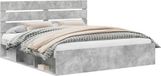 vidaXL Bedframe met hoofdeinde, Beton, 180 x 200 cm, Massief grenenhout