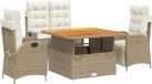 vidaXL 4-delige tuinset met kussens, beige, polyrotan