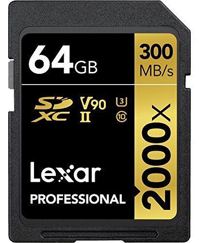 Lexar Professional 2000x 64 GB SDXC UHS-II-kaart zonder lezer, tot 300 MB/s lezen (LSD2000064G-BNNAG)