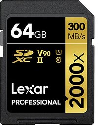 Lexar Professional 2000x 64 GB SDXC UHS-II-kaart zonder lezer, tot 300 MB/s lezen (LSD2000064G-BNNAG)