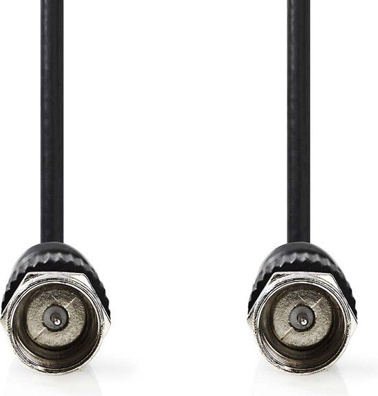Nedis Satelliet- en Antennekabel - F-Male - F-Male - Vernikkeld - 75 Ohm - Dubbel Afgeschermd - 1.50 m - Zwart
