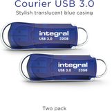 Integral 32GB USB 3.0 Flash Drive Courier Blue - 3 Pack
