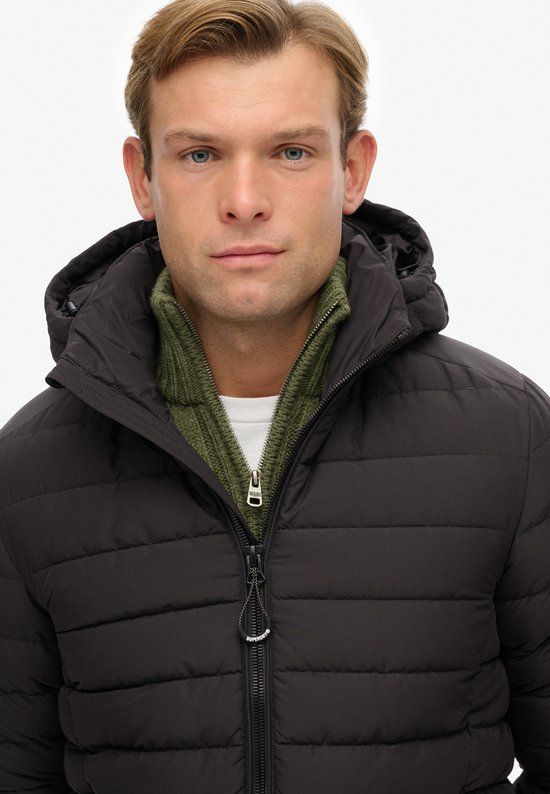 Superdry Hooded Fuji Padded Jas Heren - Maat L - Zwart