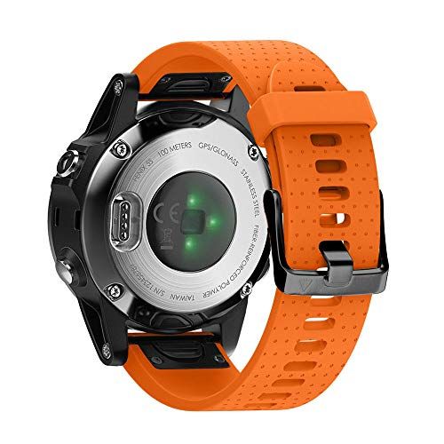 NotoCity Reservearmband compatibel met Garmin Fenix 5s armband voor Fenix 5s / Fenix 5s Plus / Fenix 6s / Fenix 6s Pro horlogeband, 20 mm brede siliconen Quick-Fit armband (oranje)