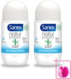 Sanex Deo Roll-on Bamboo Invisible Fresh - 50 ml - 2 pièces