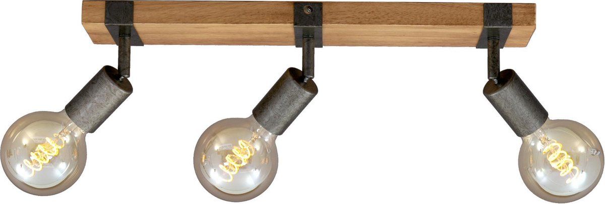 Briloner Leuchten WOOD BASIC Plafondlamp - 3x E27 - Zwart & Metaal grijs