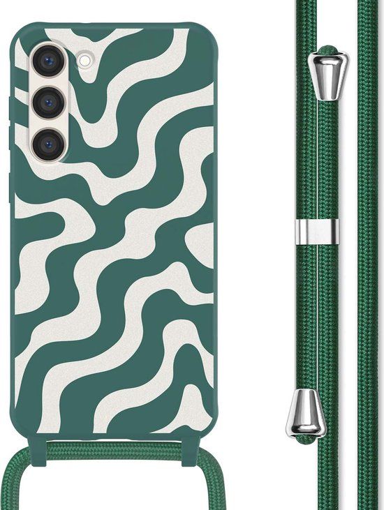 iMoshion Hoesje Samsung Galaxy S23 Plus - Siliconen Back Cover met Koord - Petrol Green Groovy