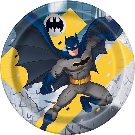 Haza original Feestborden Batman 23 Cm Karton Grijs 8 Stuks blauw, geel, grijs