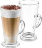 Merkloos Latte Macchiato/koffie glazen - Transparant glas - Met oor - 280 ml - 2 stuks
