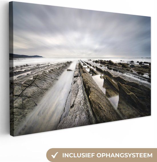 OneMillionCanvasses Canvas Schilderij - Water - Stenen - Geul - Landschap - 30x20 cm - Multicolor