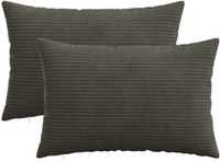 vidaXL - Kussensloop - 2 stuks - HEERLEN - Antracietkleurig - 40 x 60 cm - corduroy