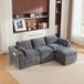 OKWISH Canapé d'angle 256 x 161 cm - Modulaire 3 places avec pouf et compartiments latéraux - Salon - Chenille - Gris foncé