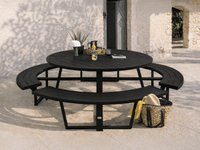PERUGIA Table de pique-nique ronde 8 personnes aluminium noir