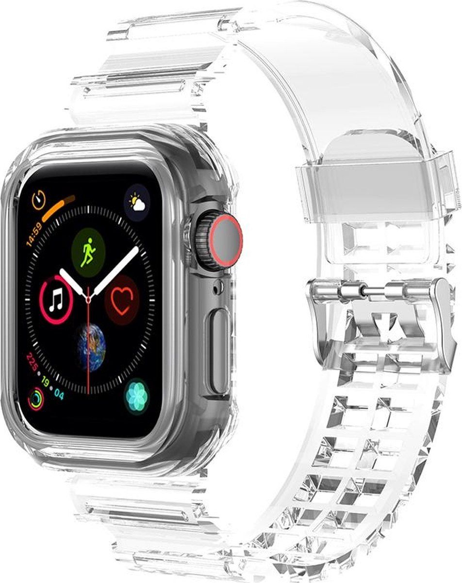 Strap-it bandje geschikt voor Apple Watch clear TPU band - transparant - 42/44/45/49mm